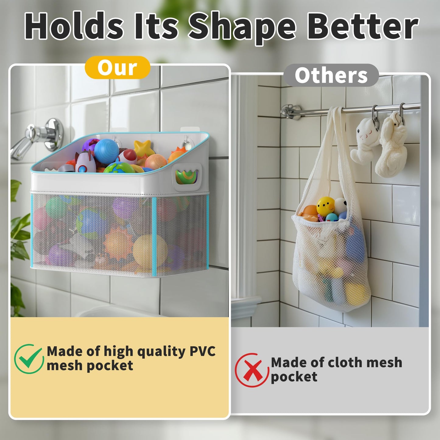 Glotika Mesh Baby Bath Toy Storage, Large Capacity And Quick Drying Baby Toy Storage For Bath, Multi-Use Net Bags Make Baby Bath