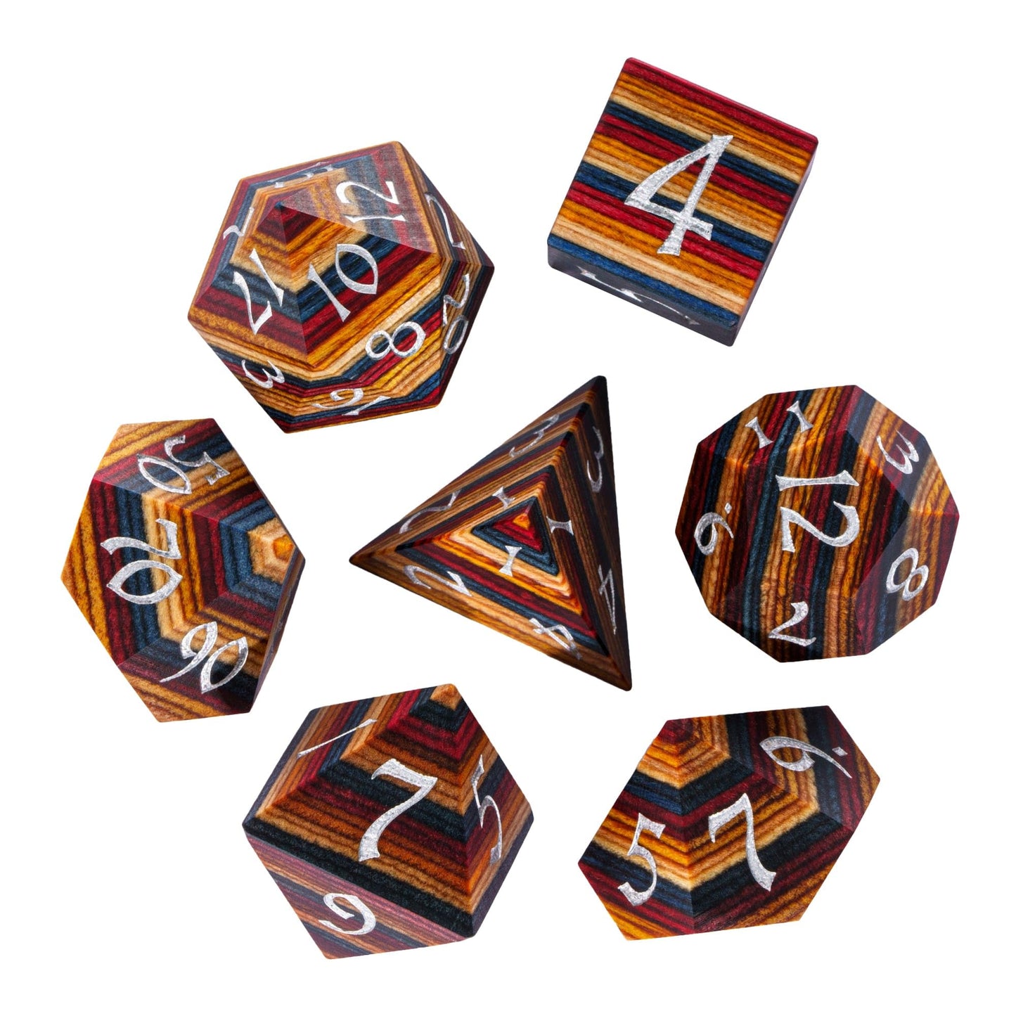 Hddais Wood Dice Set Yellow Striped Dnd Dice Natural Wood Handmade Dice For Dungeons And Dragons Role Playing Games