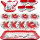 Tea Set for Little Girls, Pretend Play Tea Party Set, Floral Design Kids Tin Tea Set with Carrying Case (15 Pcs)
