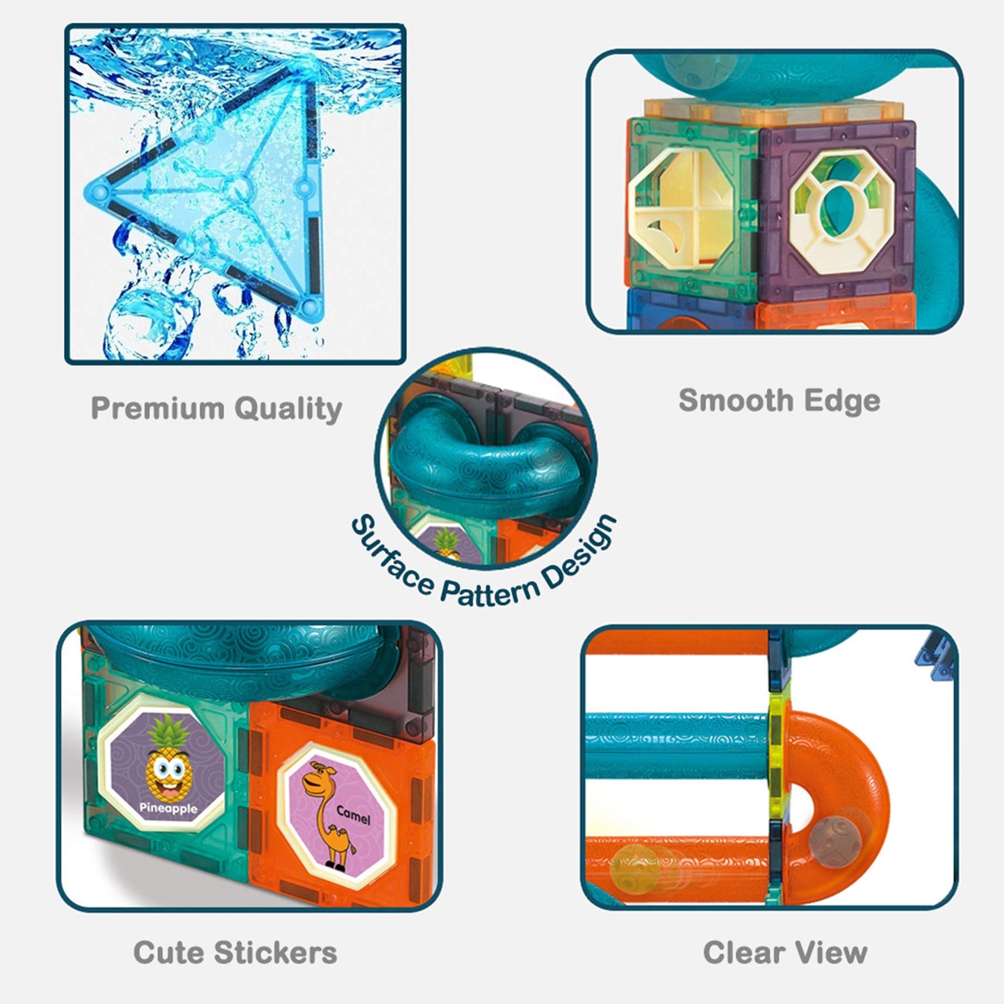 Glowing Magnetic Tiles Marble Run Race Track Super Set - 110 Complete Pieces Glow In The Dark Stem Light Magnetic Building Block