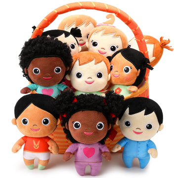 Hydren Basket Plush Baby Dolls, Set Of 10 Soft Multicultural Sensory Dolls 6'' Plush Diversity Toys For Preschool Classroom, Val