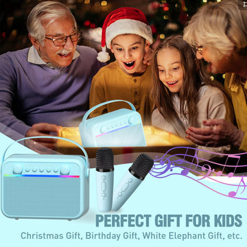 Kids Karaoke Machine Toys, Portable Bluetooth Speaker With Wireless Microphone, Stereo Sound Enhanced Bass, Kids Christmas Birth