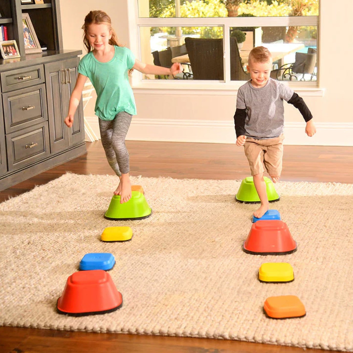 Playzone Balance Stepping Stones Obstacle Course For Kids Durable, Non-Slip Design Indoor And Outdoor Toys In 2 Fun Sizes, Set O