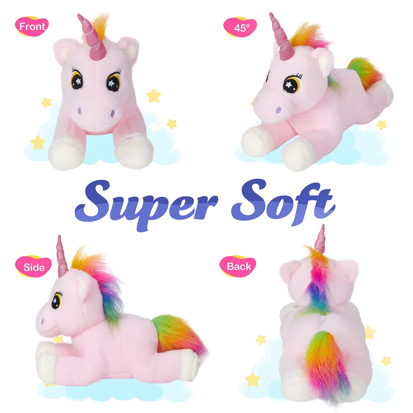 Bstaofy Big Light Up Pink Unicorn Stuffed Animal Led Unicorn Soft Plush Toy Birthday Valentines Christmas For Kids Girls 16.5‘’