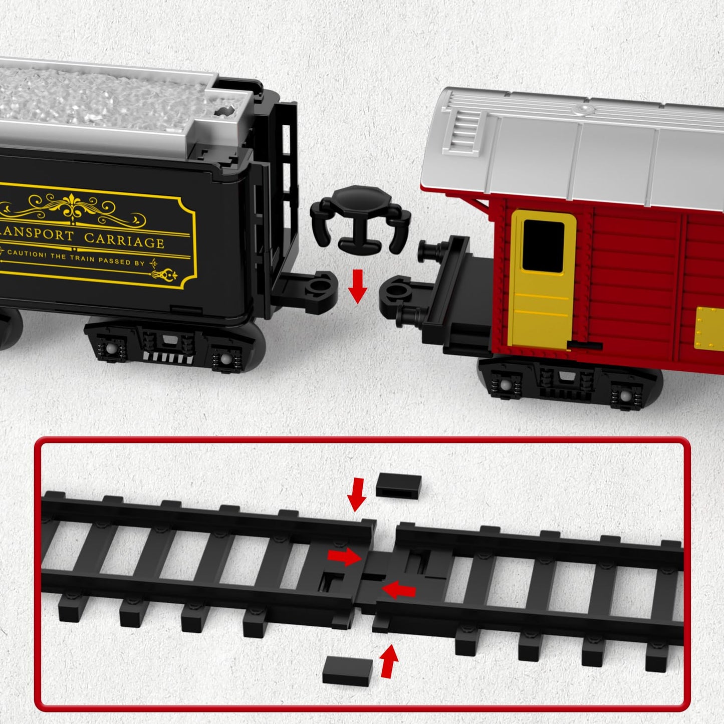 Kukufun Electric Train Set For Kids, Classic Christmas Train Toys Set For Boys Girls Steam Locomotive Engine, Lights & Sound, Tr
