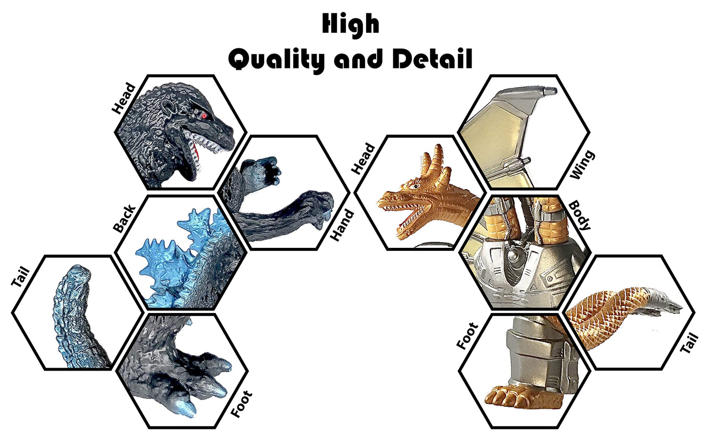 TwCare Set of 2 Mecha King Ghidorah vs 1954 65th Anniversary vs Heisei Era Classic Godzilla Toy, 2021 Movable Joints Action Movi