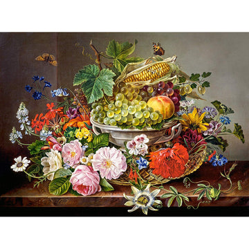Castorland Puzzle Still Life With Flowers And Fruit Basket 2000 Pieces