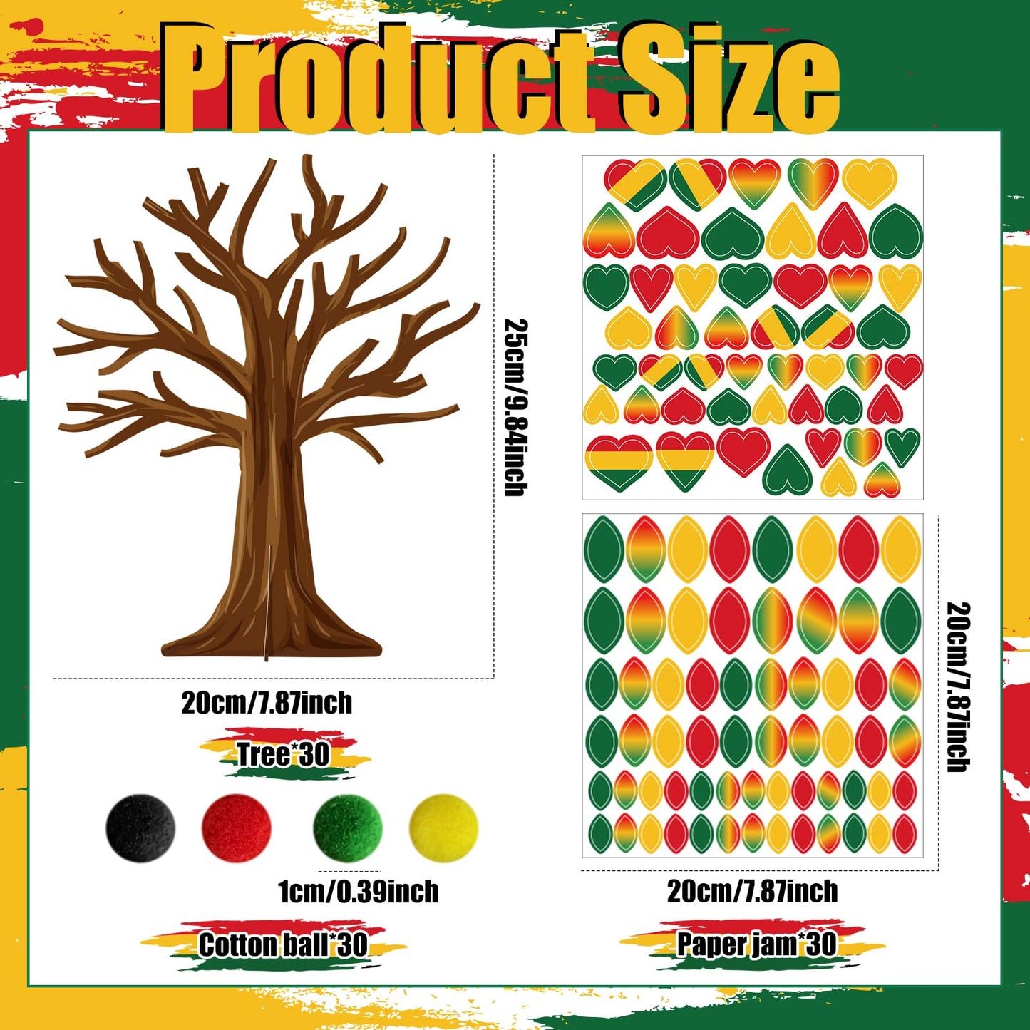Cinrobiye Black History Month Party Supplies Craft Kits - 30 Sets DIY Decorations, 6"x6", Orange, Model 1 for Kente Party and Classroom Activities
