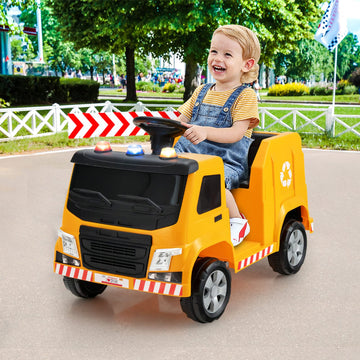 Costzon Ride On Car, 12V Battery Powered Recycling Garbage Truck W/Remote Control, Warning Lights, Music, Horn, 6 Recycling Acce