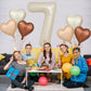 Biapian 40 Inch Cream White Number 7 Balloons, Beige White Large Number 7 Balloons With 18'' Cream Foil Heart Balloons Helium Fo