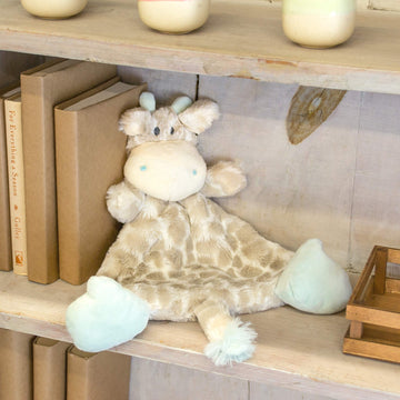 Demdaco Colby Giraffe Sky Blue Children'S Plush Rattle Blankie