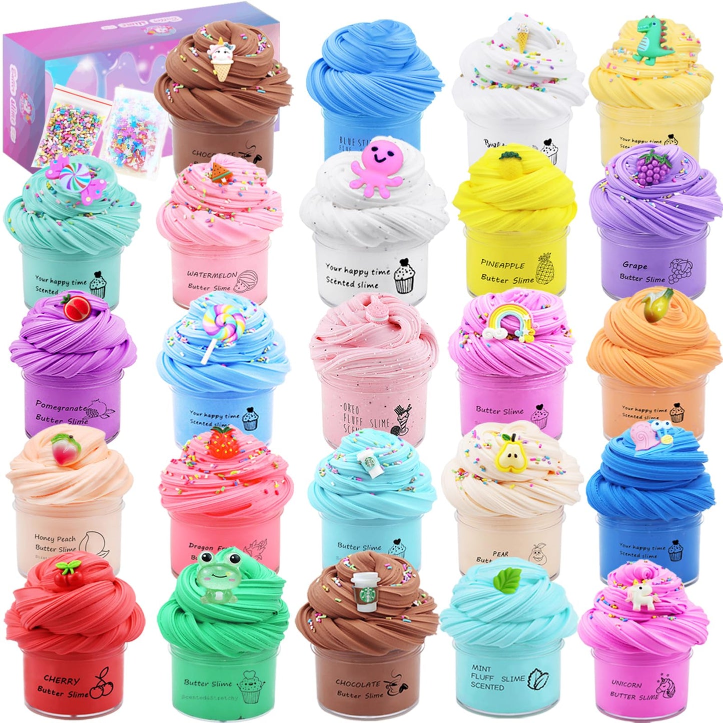 Lkaxytp 24 Pack Butter Slime Kit, Party Favor Supplies, Super Soft, Non-Sticky, Goody Bag Toy, Prize For Girl And Boys, Christmas Stocking Stuffers