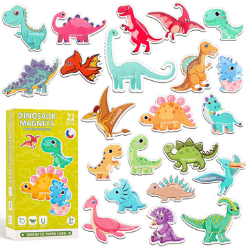 Fridge Magnetic Dinosaurs For Toddlers, 22Pcs Magnets Dinosaur Toys For Kids 3-5, Cute Dinosaurs Magnets For Fridge Flash Cards