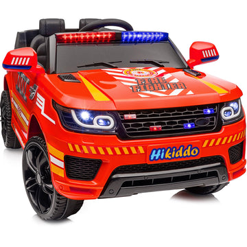 Hikiddo 24V Electric Police Car Ride-on for Kids, 24Volt Fire Truck Kids Car Ride-on Toy w/Remote Control, 2x200W Motors - Red