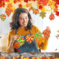 RoundFunny 60 Sets Fall Leaf Suncatchers Autumn Ornaments Decorations DIY Window Paint Art Suncatchers Autumn Maple Leaf Craft K