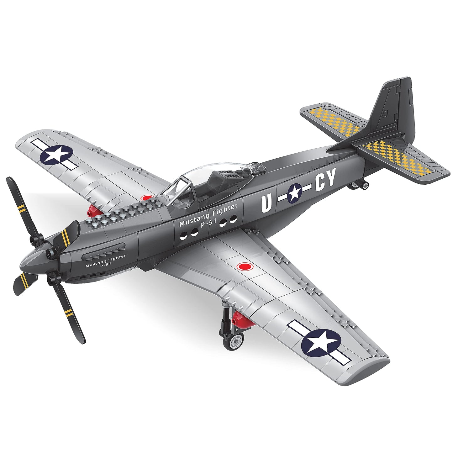 Apostrophe Games WW2 P-51 Mustang Fighter Plane Building Block Set - 258 -Pcs Building Toys Set - Plane Toy for Kids Older Than