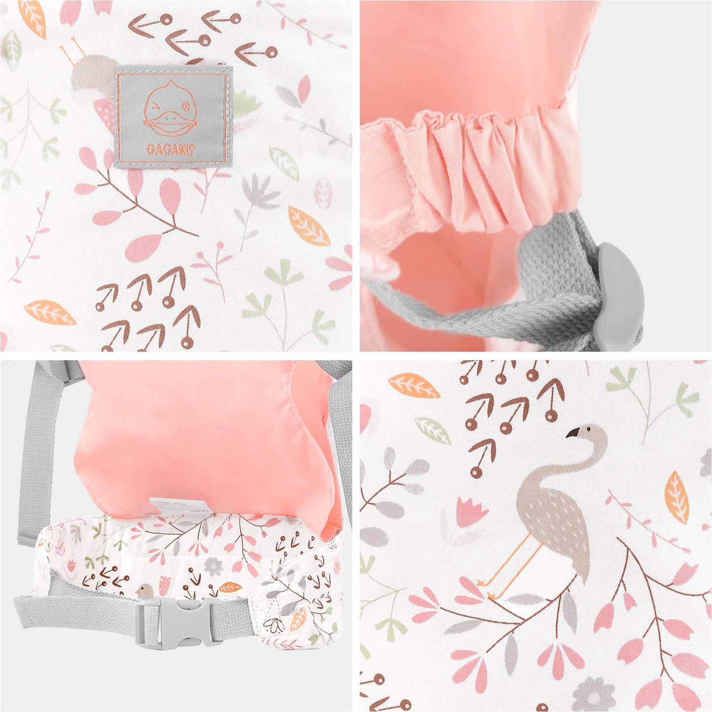 GAGAKU Baby Doll Carrier - Soft Cotton Stuffed Toy Accessories for Kids - Pink Flamingo Model BBDC1905-P