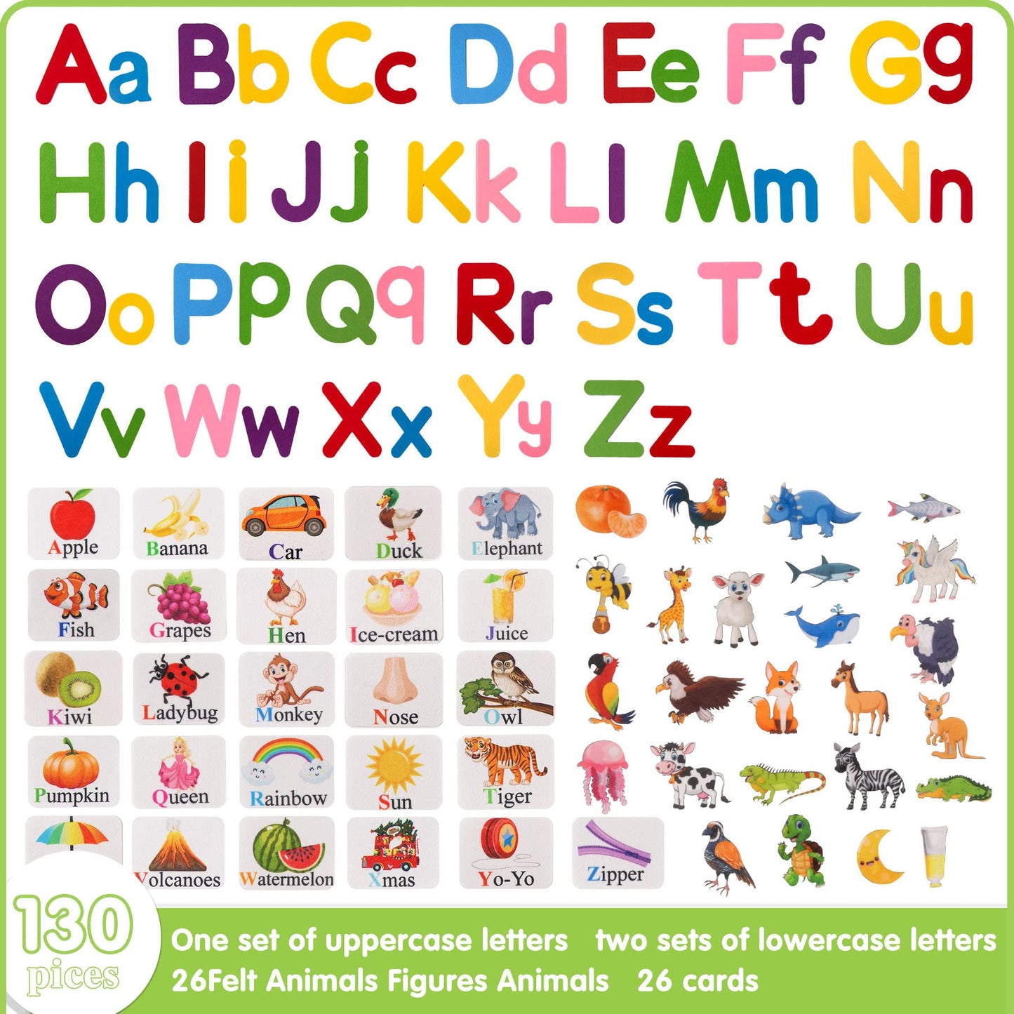 Craftstory 130 Pcs Alphabet Letters-Felt Flannel-Board For Toddlers Abc Learning Toys Uppercase Lowercase Flashcards Preschool S