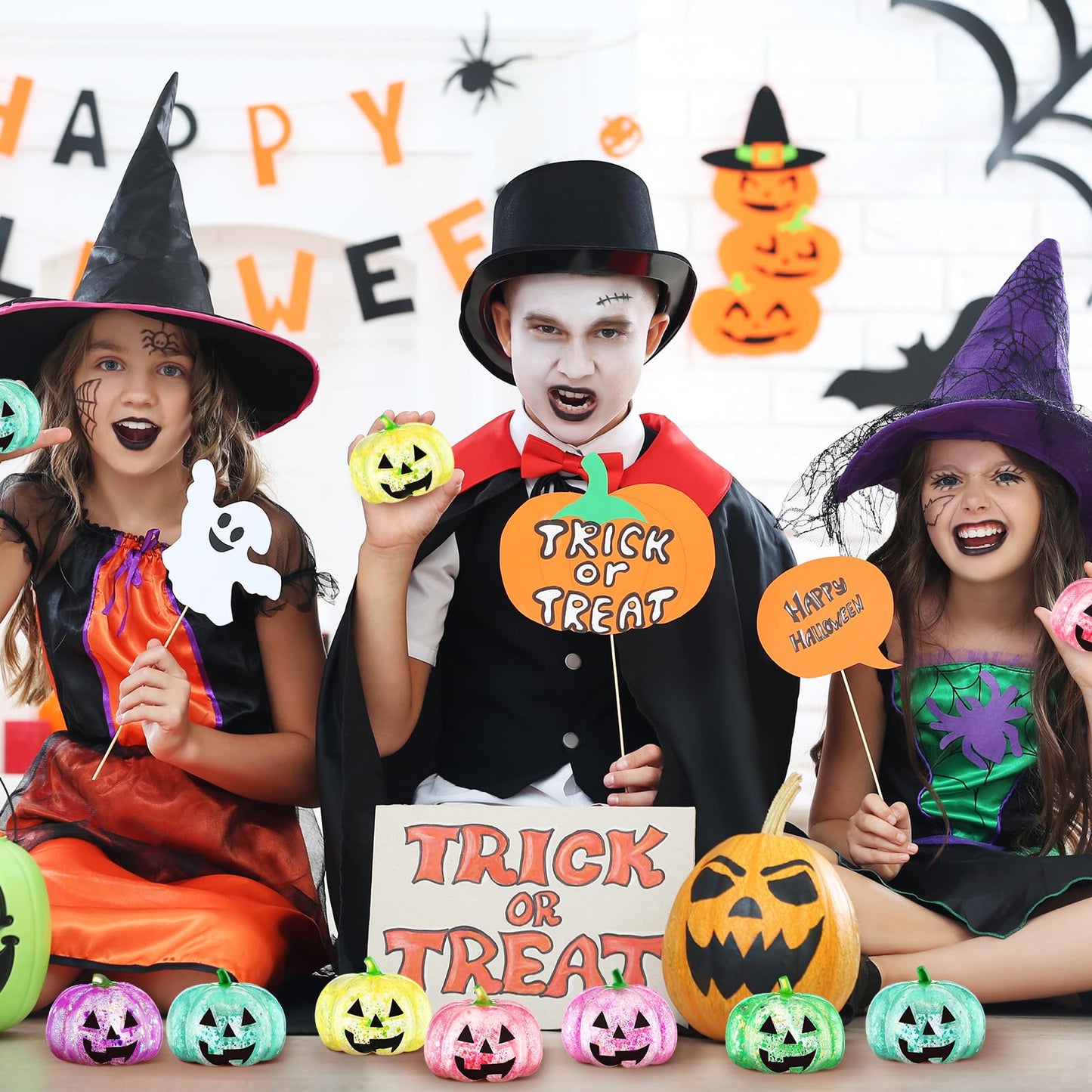 Meooeck 12 Pcs Halloween Pumpkin Stress Balls Bulk 3.2 Inches Halloween Party Favors Pumpkin Sensory Fidget Squeeze Toys Stress Relief Toys for Kids mature-themed Goodie Bag Basket Stuffers Gift ADHD Anxiety