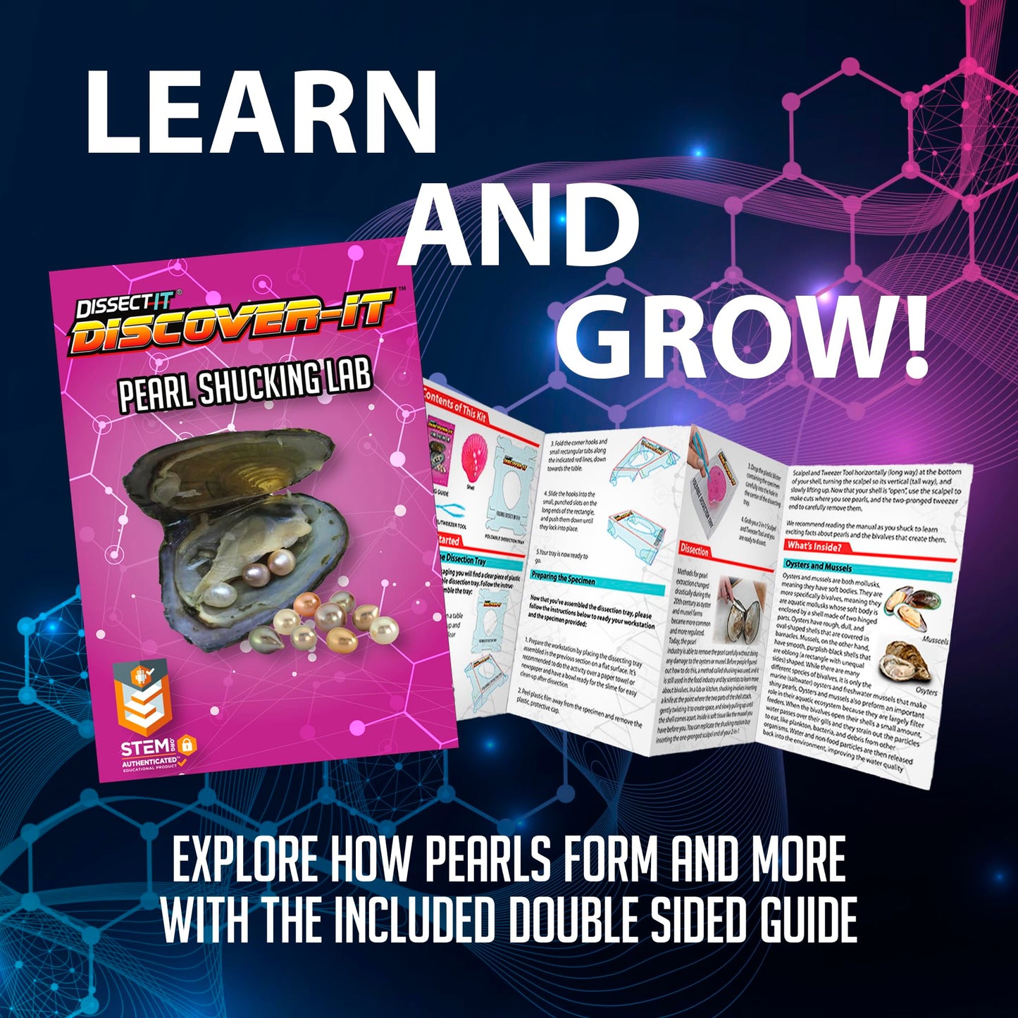 Top Secret Toys Discover-It Dissection Kit For Kids, Real Freshwater Pearl Science Lab Kit To Learn About Oysters, Science Toys