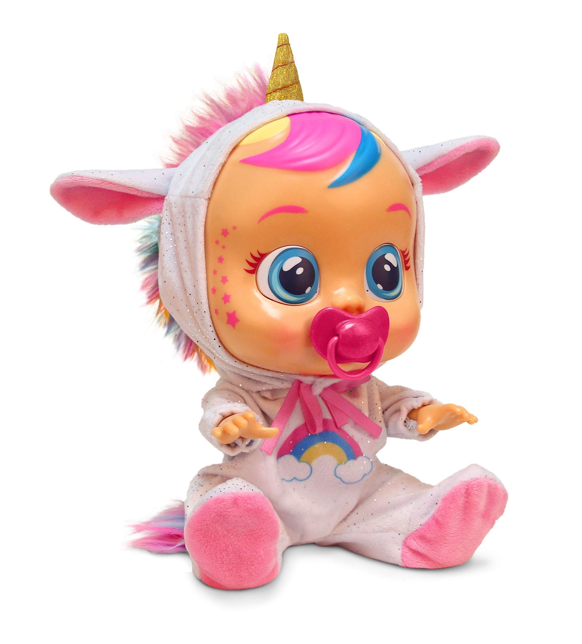 Cry Babies Dreamy The Unicorn 12” Baby Doll | Shimmery Removable Rainbow Pajamas For Girls And Kids 18 Months And Up , Pink