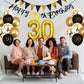 Jobkoo 30Th Birthday Decorations For Him, Black Golden 30Th Birthday Party Decor Men Women Happy 30Th Birthday Balloons Black 30