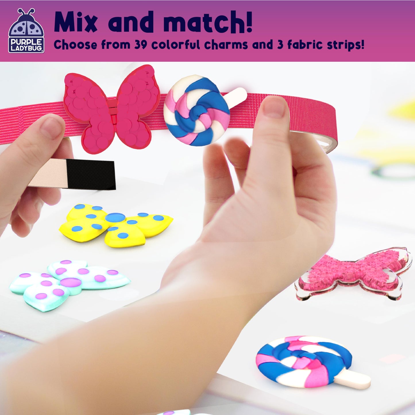 PURPLE LADYBUg Headband Making Kit - great gifts for girls 8-12 Years Old & girls Toys Age 6-8 - Arts and crafts for Kids Ages 8