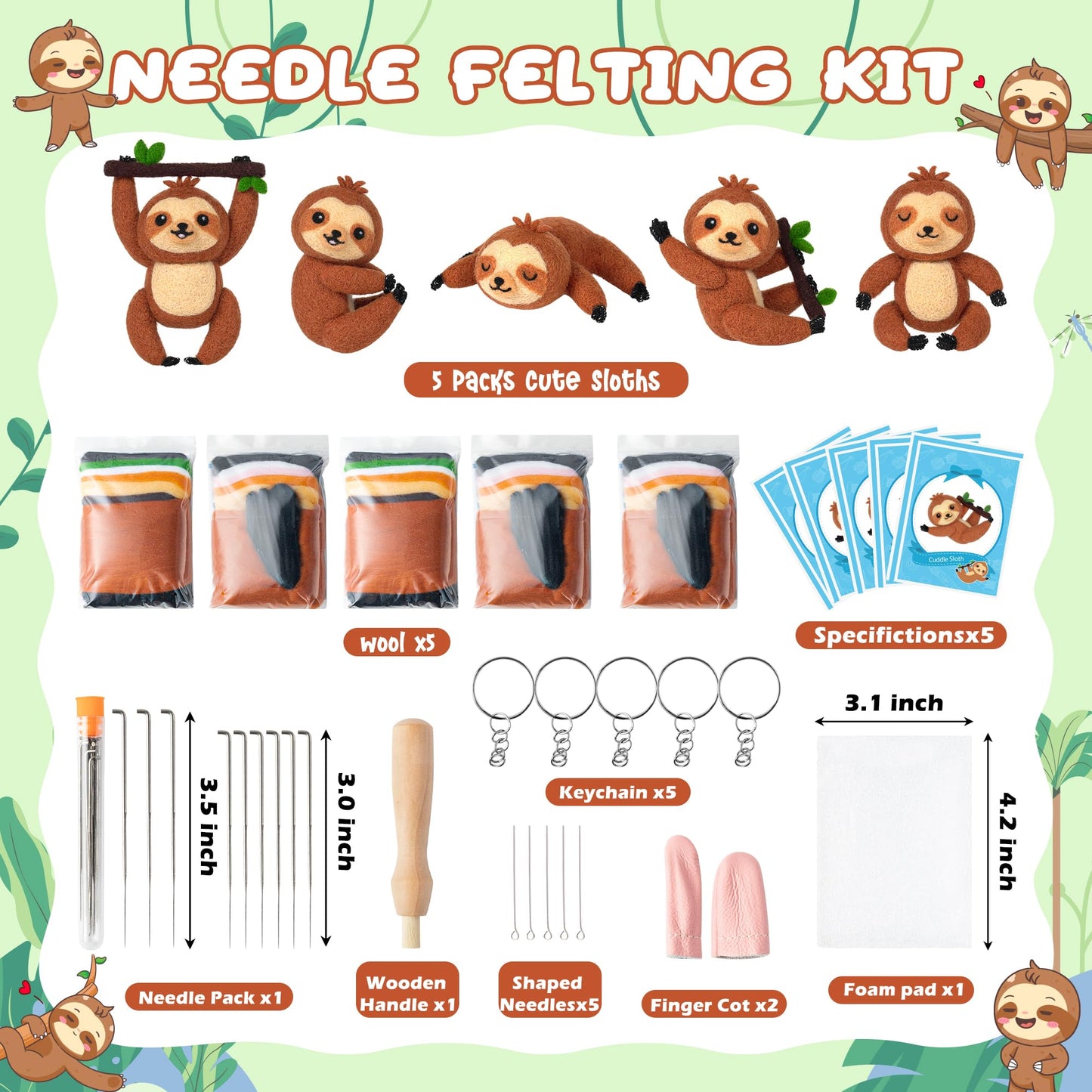 WATINC Needle Felting Starter Kit - Cute Doll Wool Felt Needle Felting Tools Foam Pad, DIY Home Decoration Needle Felting Craft