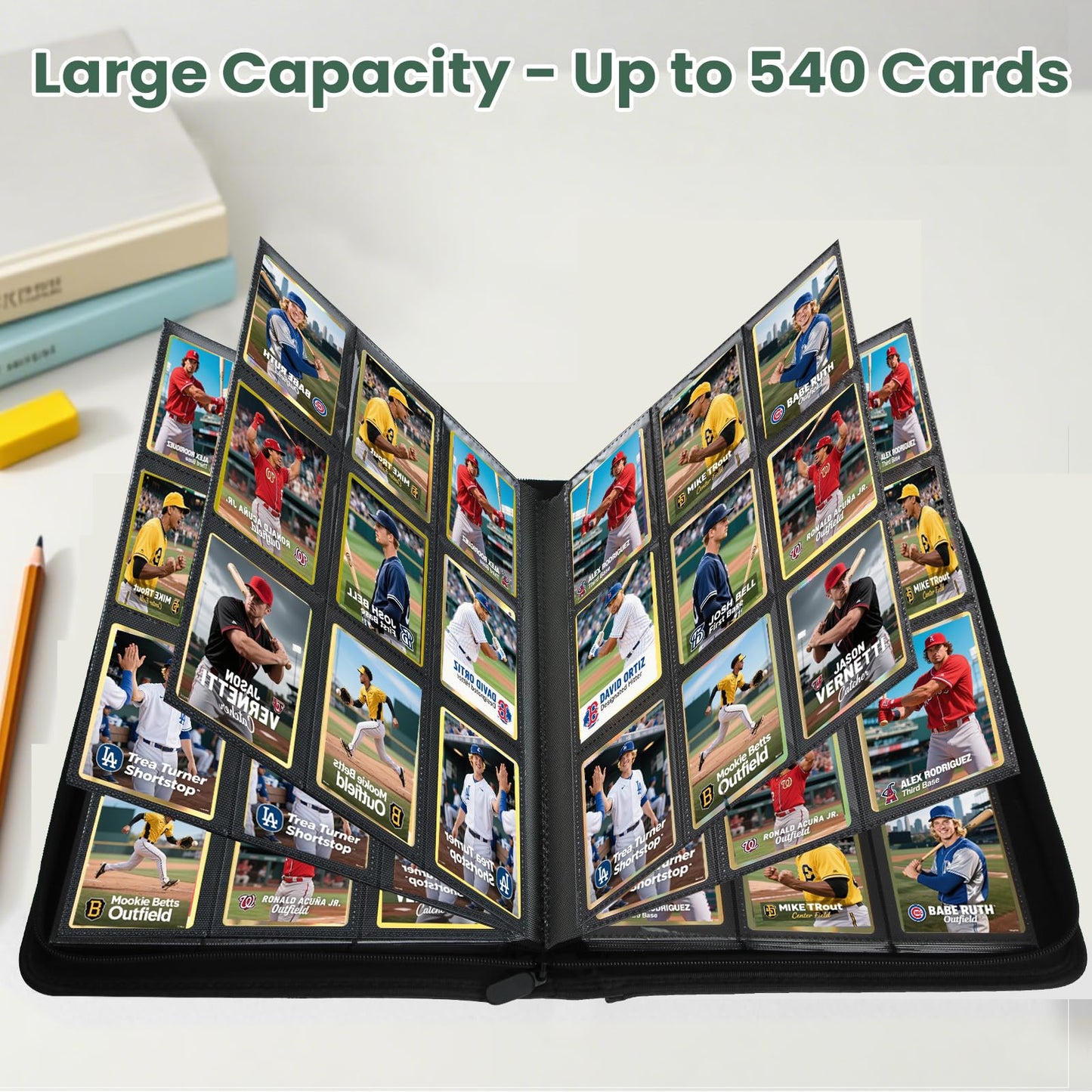 Pok?pal Trading Card Binder  9 Pocket Card Collection Binder for 540 Cards  enhanced Card Book Double Sided Pocket  Collector Album Card Holder Folder for TCG PM MTG OPCG YGO Sports Cards (Dark Green)