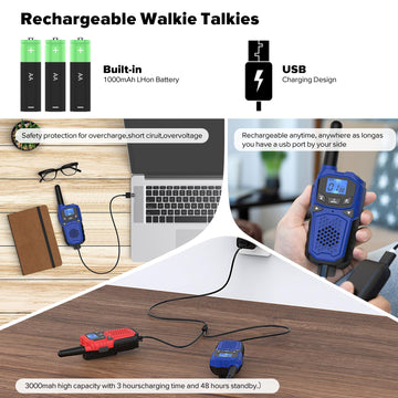 Walkie Talkies For Adults- Woktok Long Range Two Way Radio For Camping Hiking Hand Held Hiking Accessories Camping Gear Xmas Birthday Gift For Kids,Sos Siren,Noaa Weather Alert,2 Radios