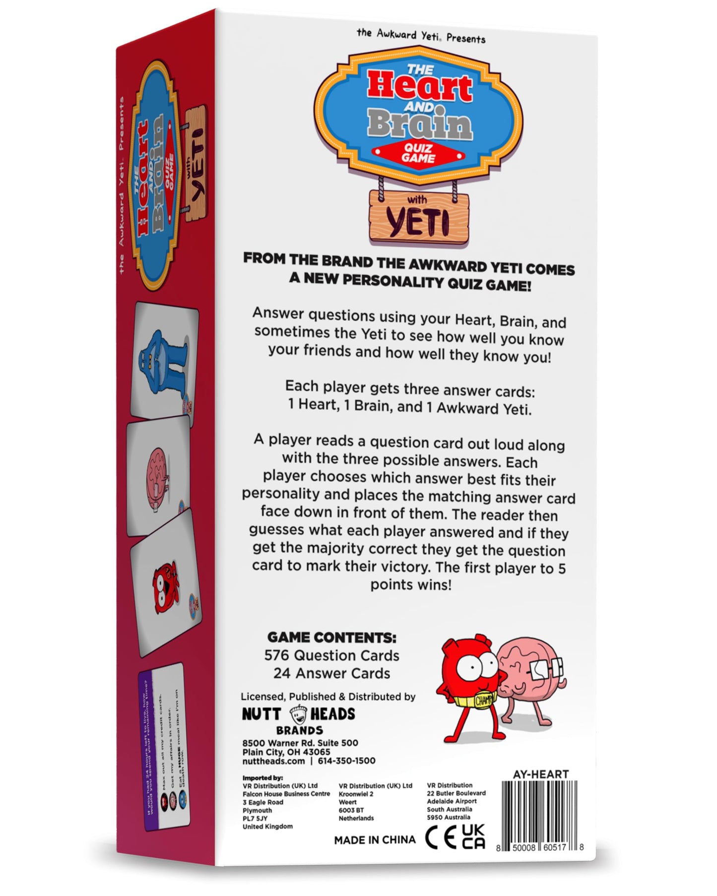 The Awkward Yeti Heart and Brain Card Game - Family Fun for Kids & Adults, Paper, Blue, Model 7011