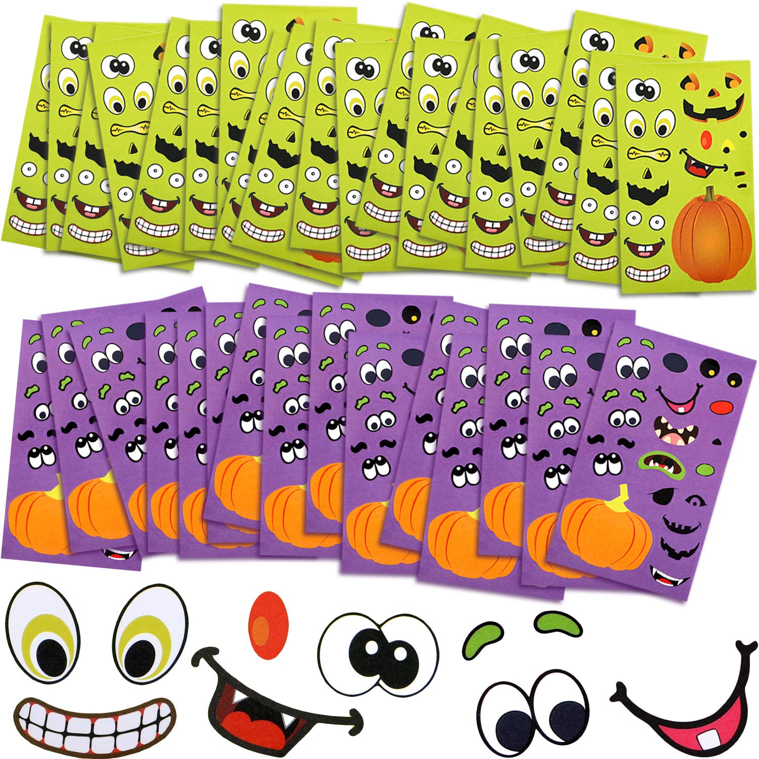 120 Sheets Halloween Stickers Sheets Pumpkin Decoration Stickers Lantern Face Stickers for Halloween Party Supplies
