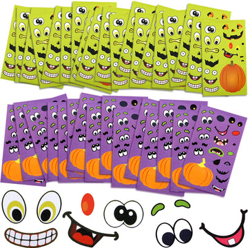 120 Sheets Halloween Stickers Sheets Pumpkin Decoration Stickers Lantern Face Stickers for Halloween Party Supplies