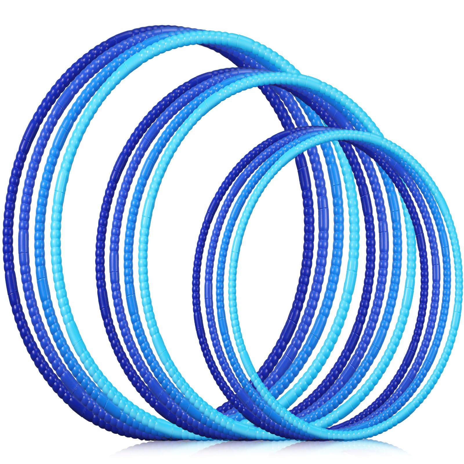 Syhood 12 Pcs Toy Color Hoop Plastic Detachable Adjustable Hoop Light Weight Exercise Fitness Equipment Toy Waist Ring for mature-themed Party  3 Sizes(Gradient Blue)