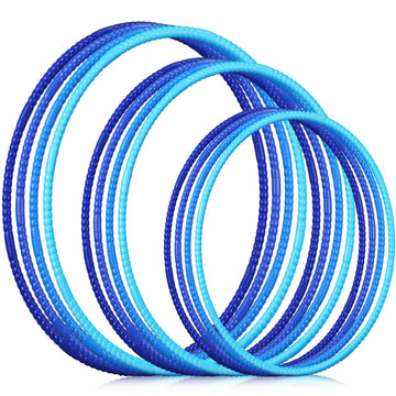Syhood 12 Pcs Toy Color Hoop Plastic Detachable Adjustable Hoop Light Weight Exercise Fitness Equipment Toy Waist Ring for mature-themed Party  3 Sizes(Gradient Blue)