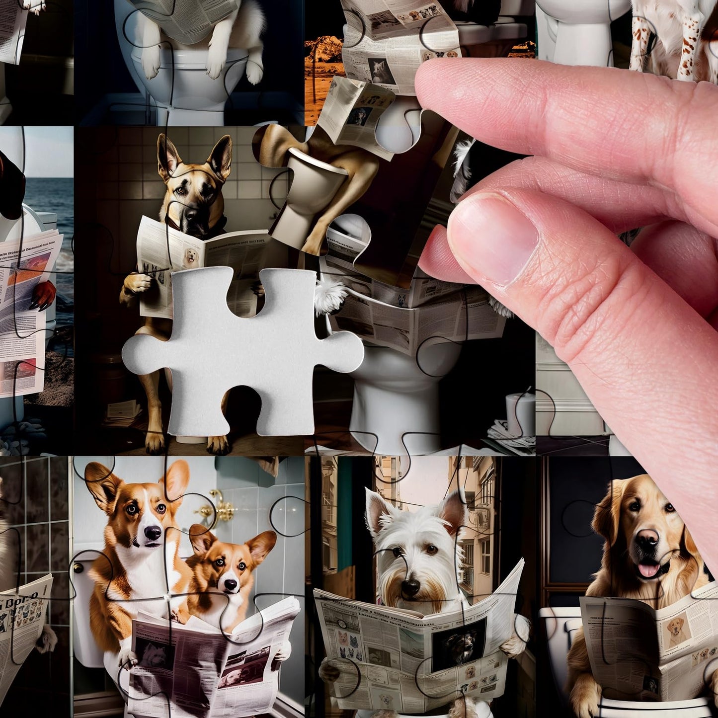 Pooping Dogs Puzzles 1000 Piece For Adults, Animal Jigsaw Puzzles 1000 Pieces, Funny Puppy Puzzles Prank Puzzle Dog Pooping