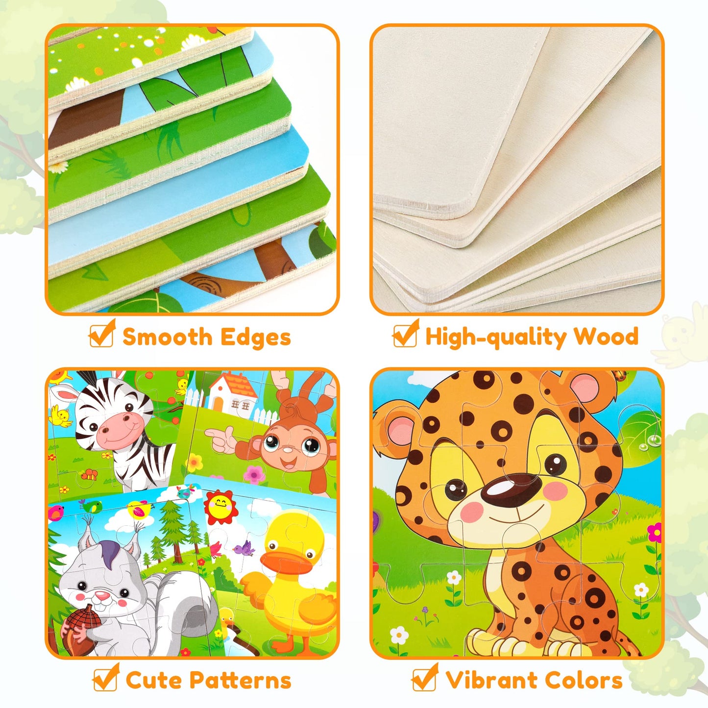 Synarry 6 Pack Wooden Jigsaw Puzzles For Kids Ages 2-5 Years Old, 9 Pieces Toddlers Animal Puzzles, Educational Preschool Learning Toys For Children Boys And Girls, Best Kids Puzzle Toys & Gifts