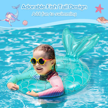 Moko Inflatable Swimming Ring, [2 Pack] Children Cute Pool Float Tube Decorations Swim Tubes Outdoor Pool Beach Water Floats Party Supplies Kids Floaties, Rose Gold & Blue