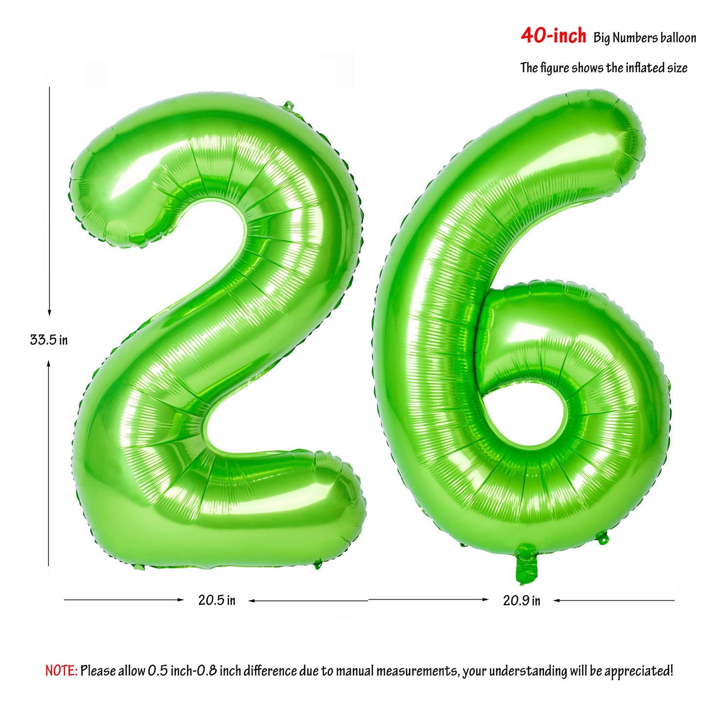 Number Balloons 40 Inch Green Birthday Party Decorations 26St Digital Jumbo Helium Foil Mylar Balloon