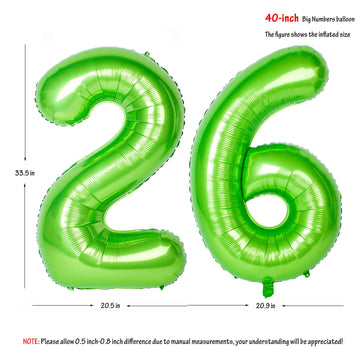 Number Balloons 40 Inch Green Birthday Party Decorations 26St Digital Jumbo Helium Foil Mylar Balloon