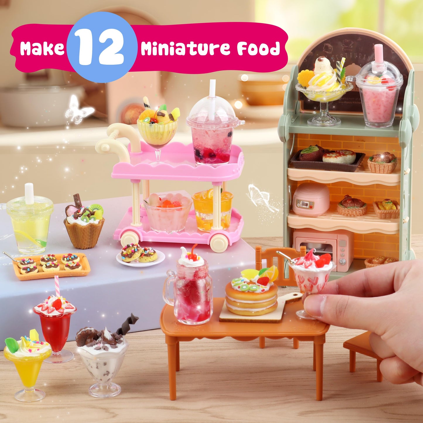 12 Making Miniature Food Toys Set, Diy, Resin Play, Not Edible, Kitchen Mini Pretend Play Food Set For Kids Age 8-13, Birthday F