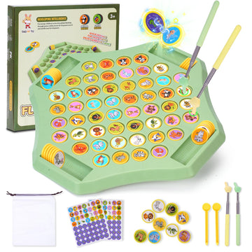 Gencokok 54Pcs Flip Chess Memory Game, 2025 Fruit Flip Chess Board Game, Memory Chess Over Card Chess Board, Double Cartoon Patt