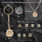 Xqidian Mini Dice Set With Copper Hollow Crown Necklace Dice Case Antique Tiny Small Metal Dnd Dice Set D&D Portable 7Pcs Keycha