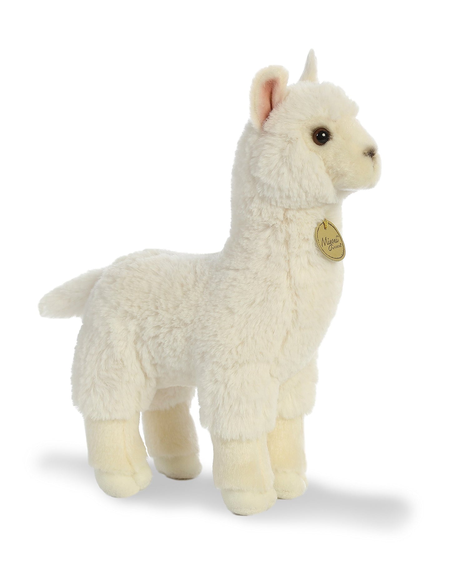 Aurora Realistic Miyoni Alpaca Stuffed Animal - Lifelike Detail - Cherished Companionship - White 11 Inches