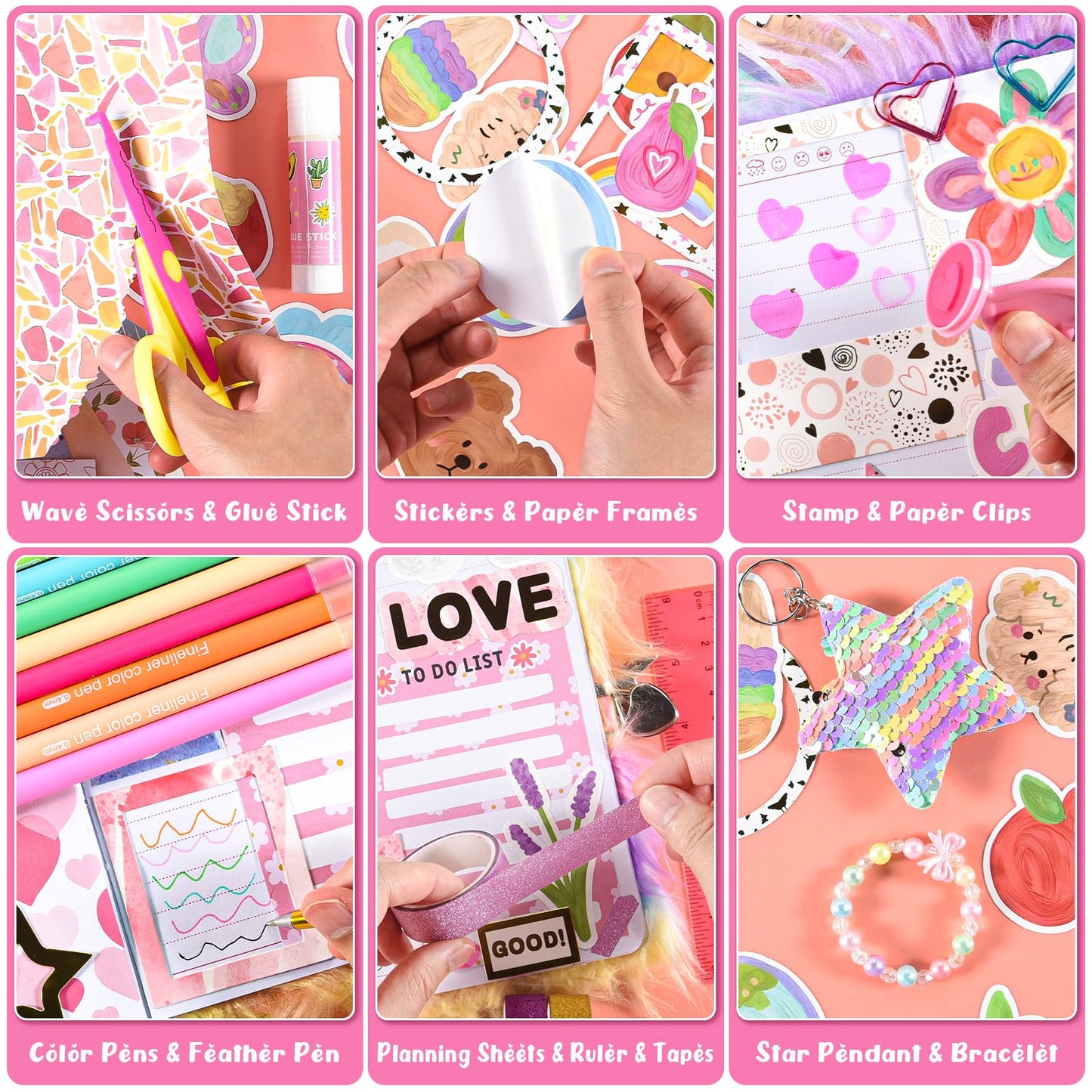 2-Pack Diy Journal Kit For Girls Ages 8-12 13 14 Year Olds, Birthday Gifts For Teen Girls, 110Pcs Cute Scrapbook Supplies Statio