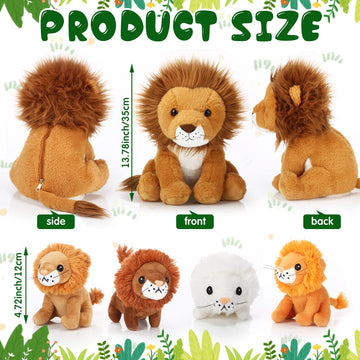Honoson 5 Pcs Lion Plush Set Large Lion Stuffed Animal With 4 Cute Baby Lions In His Zippered Back Soft Cuddly Lion Plushie Boys