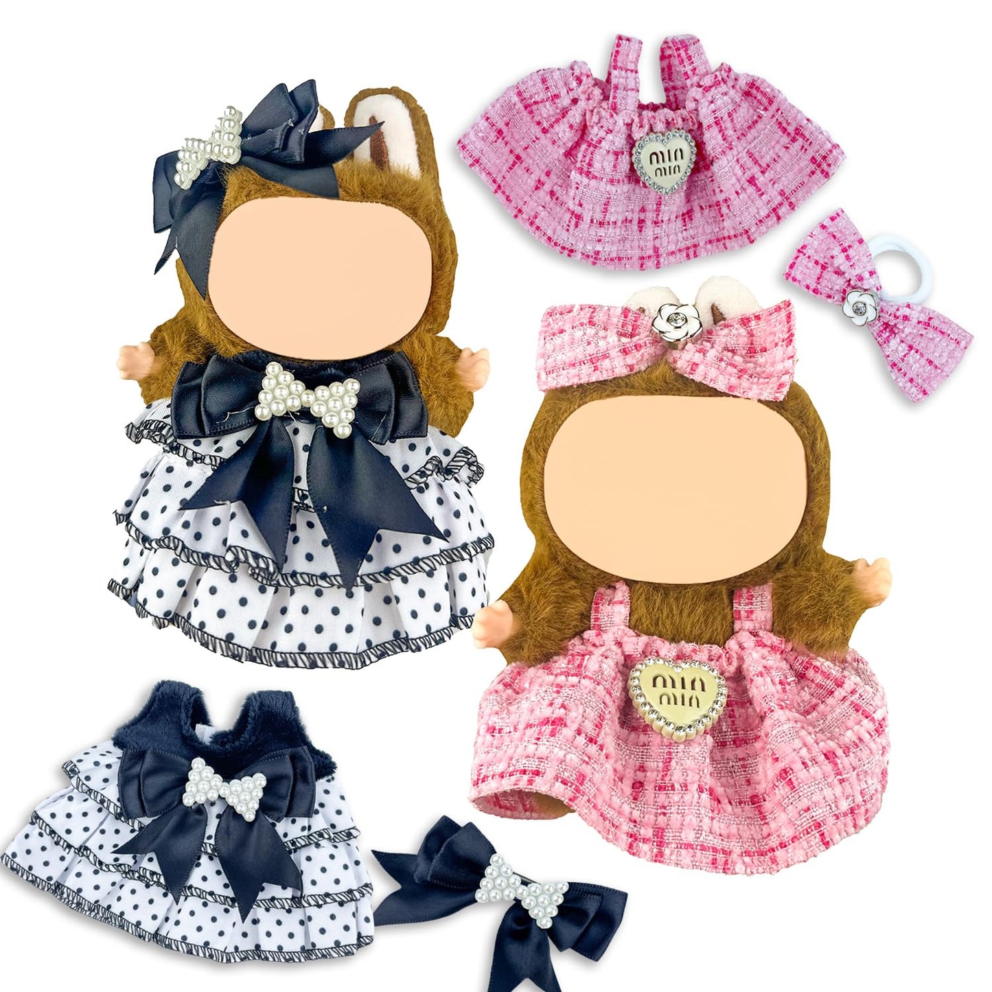 2 Pack Clothes Outfits Set for 17cm Doll(Not Includ Doll) 17cm Clothing Accessories Hat Pants&Skirt Set Cute Fashion Style