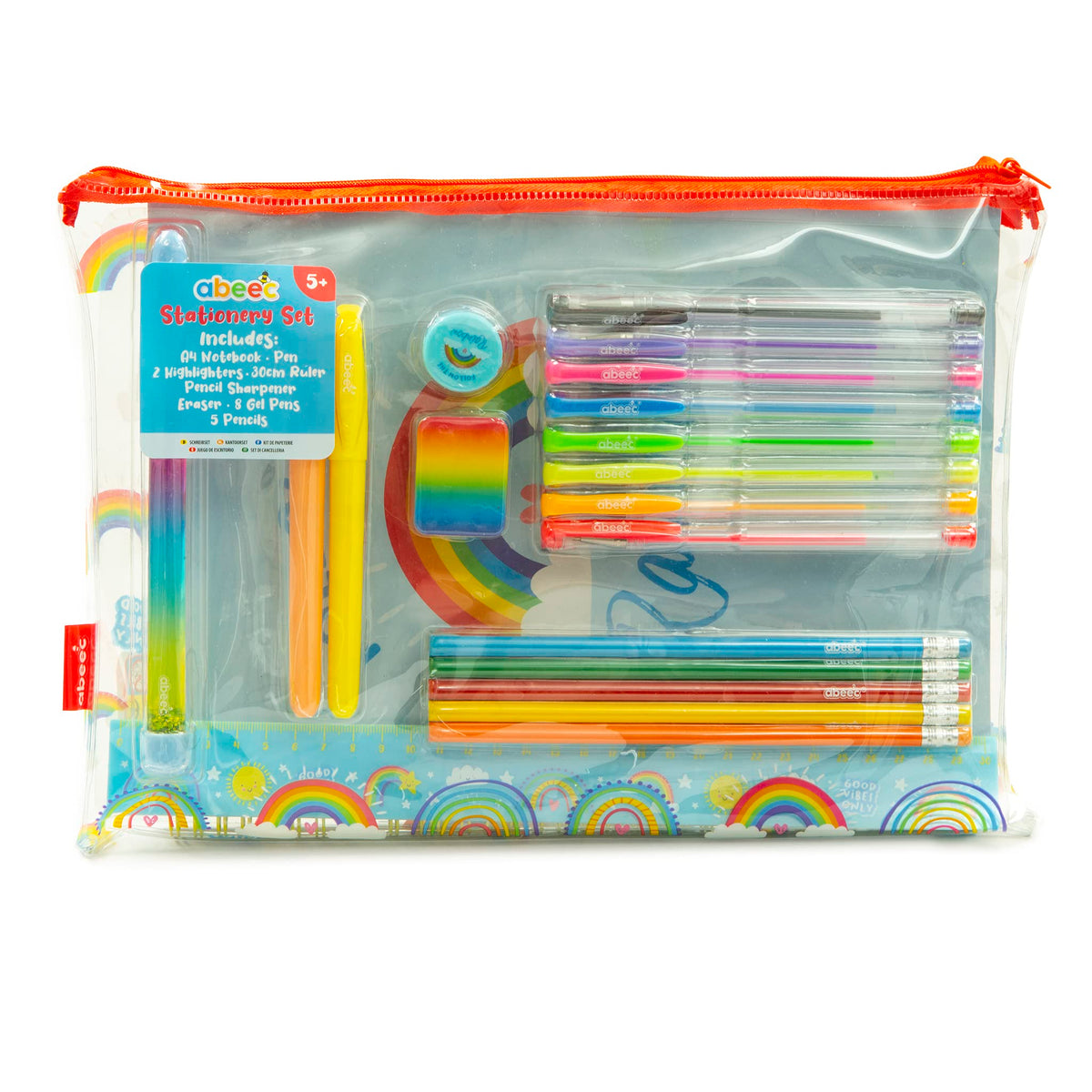 abeec Stationery Sets and Pencil Cases, Rainbow, Rainbow Stationery Set