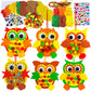 Winlyn 24 Sets Foam Owl Decorations DIY Fall Craft Kit With Autumn Leaves, Pumpkins, Googly Eyes, Pom-Poms for Kids Gift Hallowe