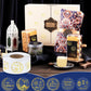 FEBSNOW 600 Pcs Gold Foil Ramadan Eid Mubarak Stickers, Modern Style, Multi-Surface, Paper with Gold Foil, Round, Ramadan Theme,